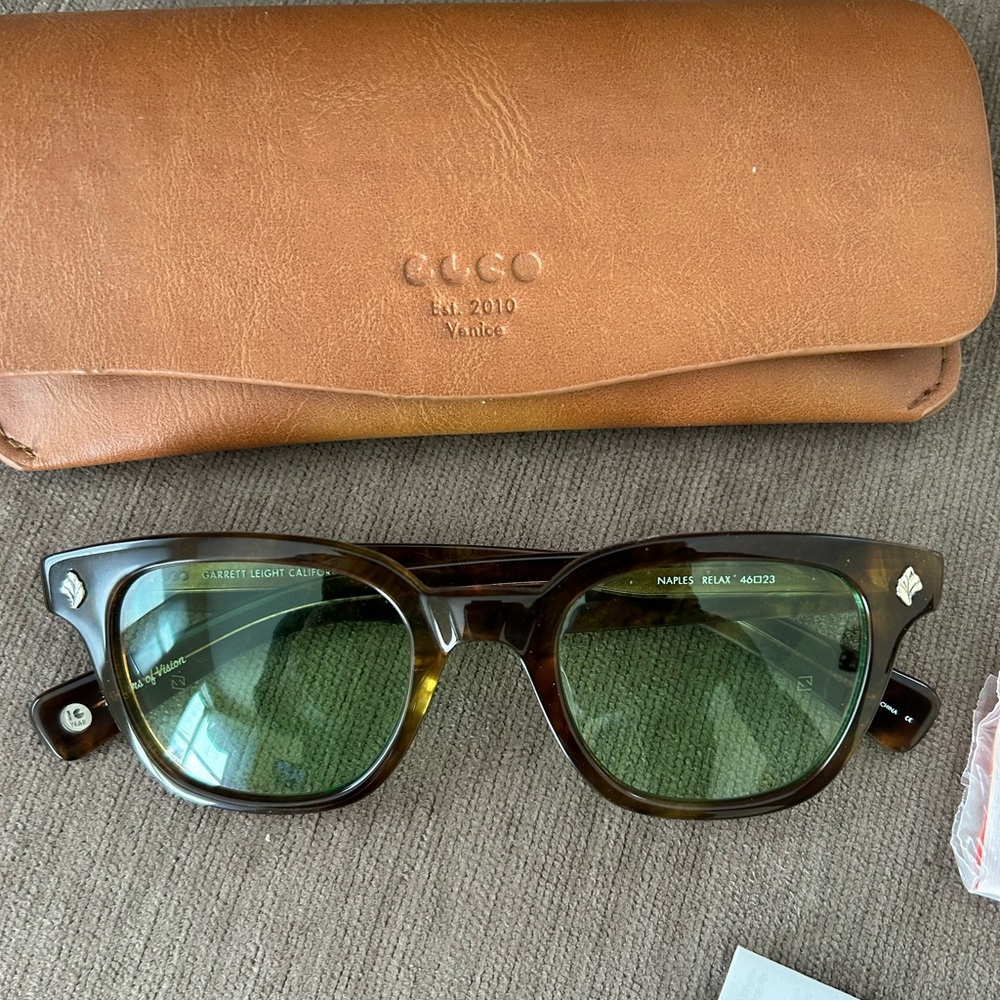 NEW Garrett Leight Naples Biochrom Green Lenses List Price $385.00